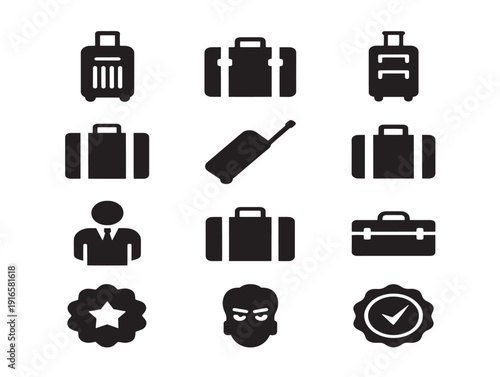 Stylish travel luggage silhouette with adventure journey concept