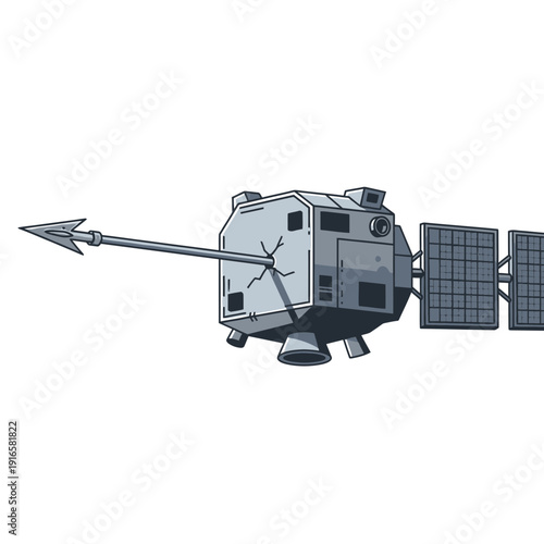 Harpoon Latching onto Dead Satellite Icon for Active Debris Removal