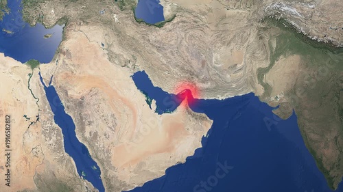 Animated map video zooms in on the Persian Gulf to highlight the Strait of Hormuz. It is a perfect visual for explaining global oil shipping routes, regional geography, and geopolitical tensions. 