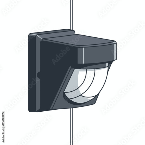 Motion detector sensor PIR icon, home security corner unit, flat vector illustration of safety technology