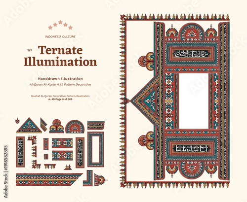 Ternate Quran Tourism Handdrawn Manuscript Illumination Handdrawn Illustration