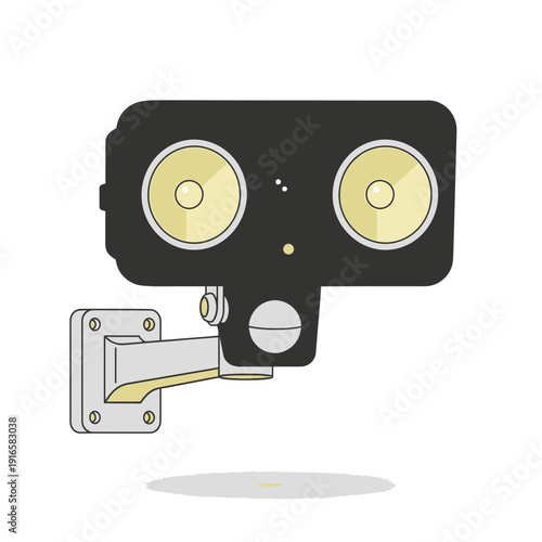 Outdoor floodlight camera icon with motion sensor, smart home security, flat vector illustration of surveillance tech