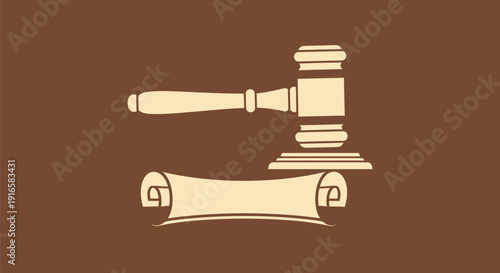 Gavel and Scroll Symbolizing Justice and Law.