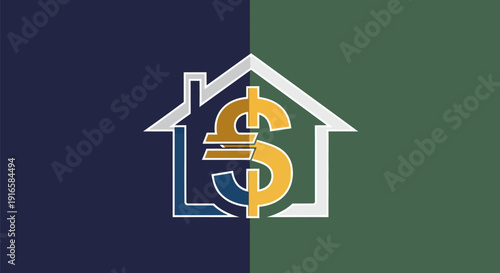 House with dollar and euro symbols inside.