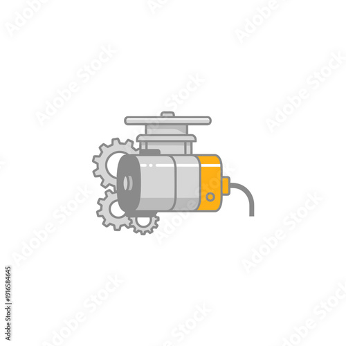 Solar array sun tracking motor icon, photovoltaic efficiency, flat vector illustration of renewable mechanism