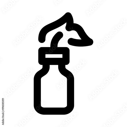 Molotov Cocktail Petrol Bomb Icon with Burning Rag Flame