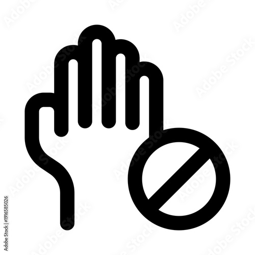 Refusal gesture hand icon for rejection. Refusal Gesture Modern Professional Line Icon with minimal clean design representing denial stop disagreement warning and prohibition