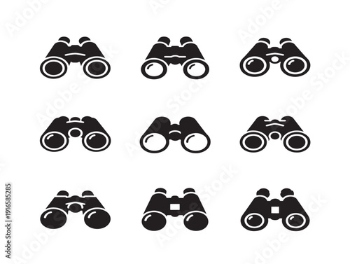 Classic binoculars silhouette with wildlife observation concept