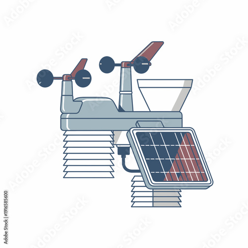 Weather station outdoor sensor unit icon, climate monitoring, flat vector illustration of environmental tech