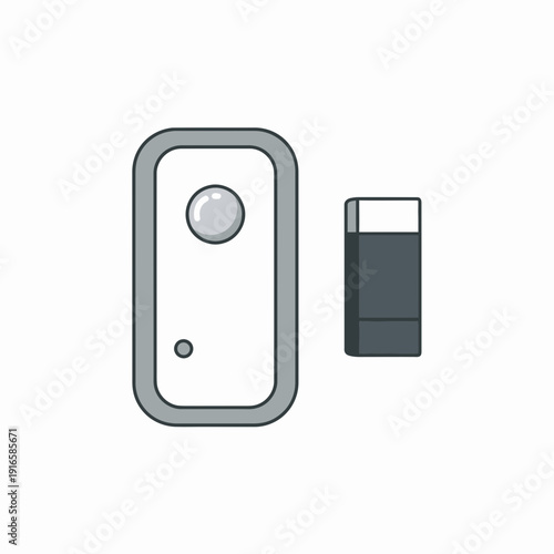 Window contact sensor icon, open close magnetic detector, flat vector illustration of burglar alarm