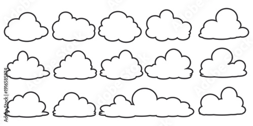 cloud bubble illustration with outline style.	
