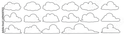 cloud bubble illustration with outline style.	
