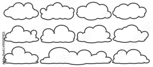 cloud bubble illustration with outline style.	
