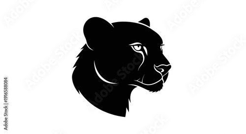 Striking silhouette of a panther's head embodying wild elegance and powerful mystique for designs