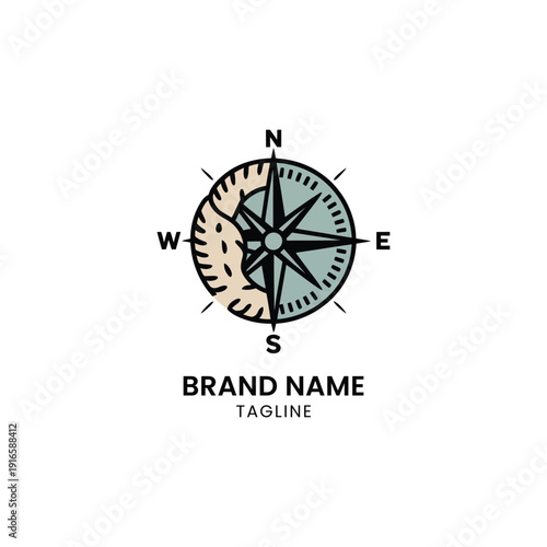 Classic compass logo design with brand name placeholder for company branding purposes