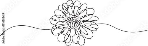 One single line drawing of beauty fresh dahlia for garden logo. Printable decorative national Mexico flower concept for home wall decor poster. one line Icon drawing