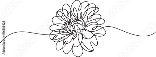 One single line drawing of beauty fresh dahlia for garden logo. Printable decorative national Mexico flower concept for home wall decor poster. one line Icon drawing