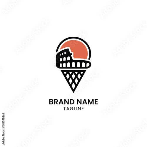 Creative ice cream cone logo design with a roller coaster theme for a fun brand identity