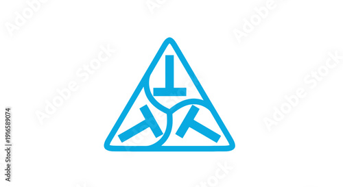 Blue Caution Warning Triangle Sign Symbol.