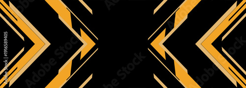 Sleek gold chevrons black, abstract background. Refined metallic textures and deep contrast create premium mood, suitable for corporate identity, packaging, and high end digital interfaces.