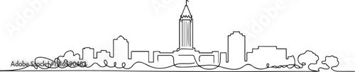 One single line drawing of Baton Rouge city skyline, Louisiana. Historical town landscape in the world. Best holiday destination. one line Icon drawing