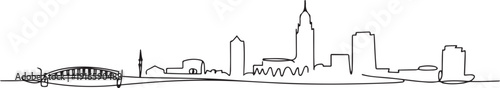 One single line drawing of Baton Rouge city skyline, Louisiana. Historical town landscape in the world. Best holiday destination. one line Icon drawing