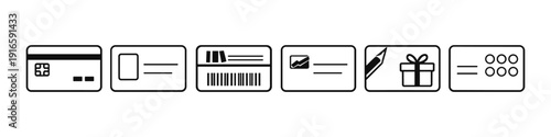Collection of various card icons including credit, gift, and loyalty cards