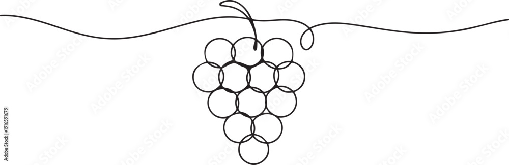 Ταπετσαρία Single continuous line drawing healthy organic grapes for vineyard logo identity