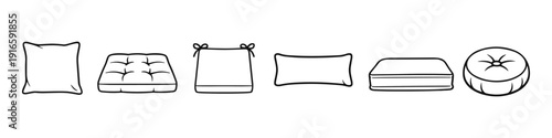 Collection of various cushion and pillow shapes for home decor and comfort