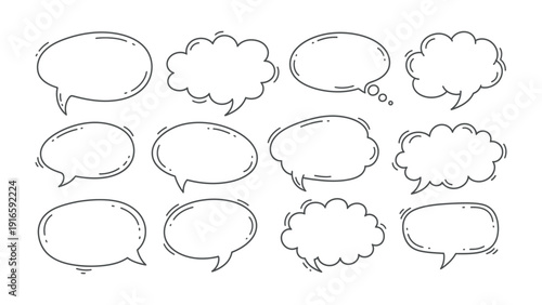 Communicative Bubbles: A collection of various speech bubbles. Ideal for conveying dialogue, thoughts, and ideas in a clear and engaging manner. 