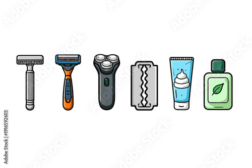 Collection of shaving tools and products for a clean shave