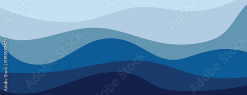 Abstract layered ocean wave background illustration