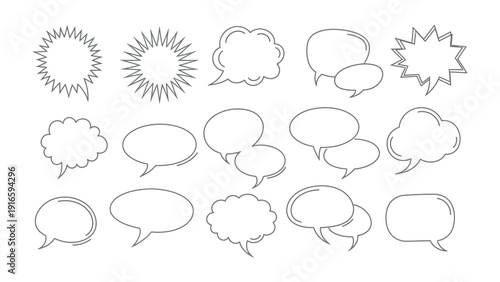 Communication Balloons: A collection of various communication speech balloons. The image showcases the diversity of ways to convey expression. 