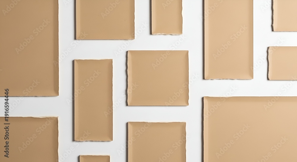 Fototapeta premium beige paper shapes on white background, abstract design