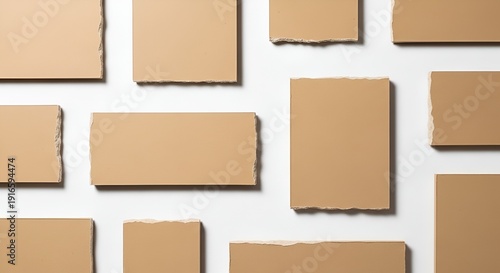 Wallpaper Mural cardboard pieces on white background, abstract pattern Torontodigital.ca