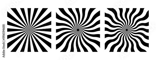 Monochrome Retro Sunburst Background. Radial sun light background. Circus backdrop.