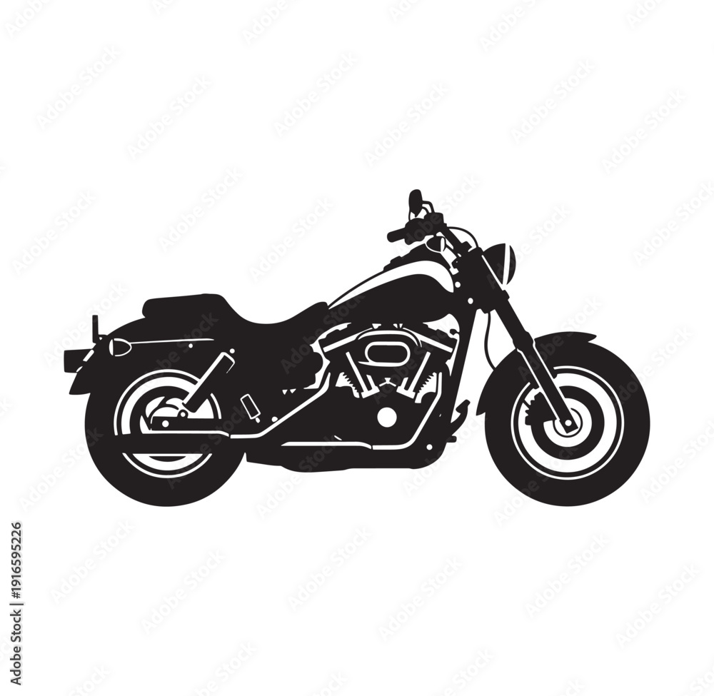 Obraz premium black motorcycle silhouette on white background side view bike illustration