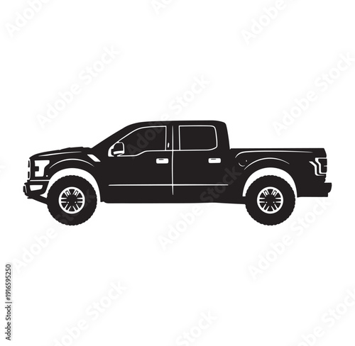 black pickup truck isolated on white background side view