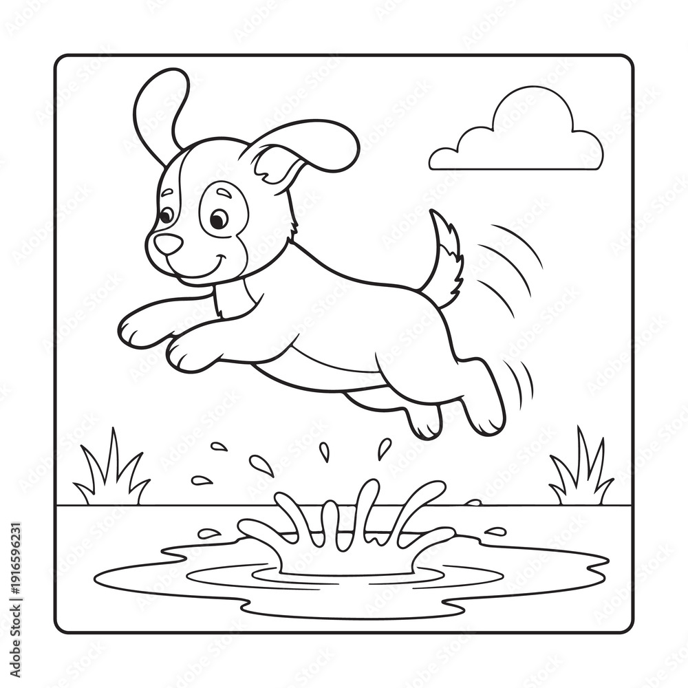 Fototapeta premium Easy Cute Dog Coloring Page