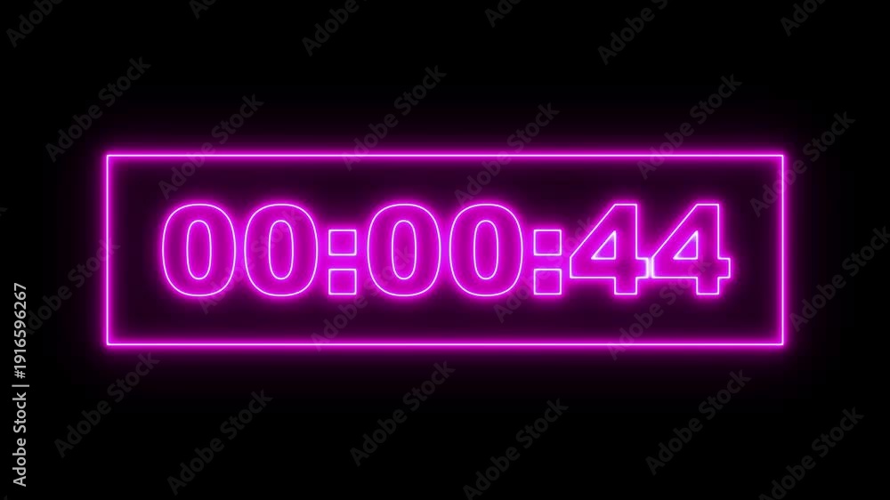Vidéo Stock Neon Animated Digital 50 seconds countdown timer Animation ...