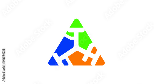 Colorful Puzzle Pieces Forming Triangle Shape.