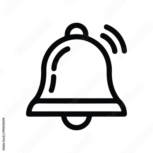 A classic ringing bell icon with sound motion lines representing notifications alerts reminders and alarm clock signals