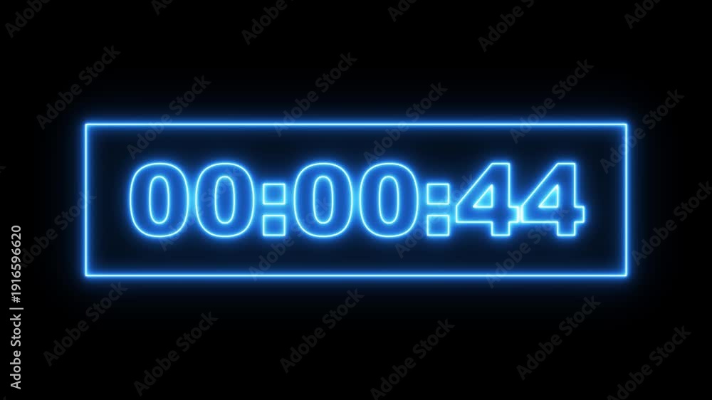 Neon Animated Digital 50 seconds countdown timer Animation . Perfect ...