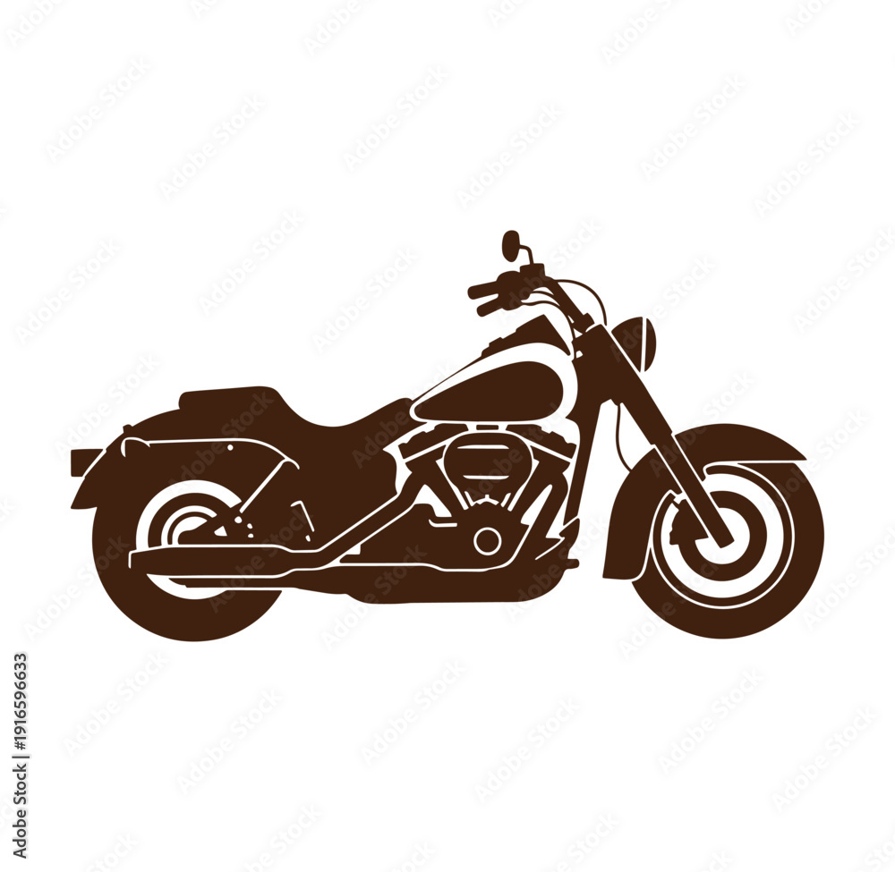 Fototapeta premium Brown motorcycle silhouette isolated on white background side view