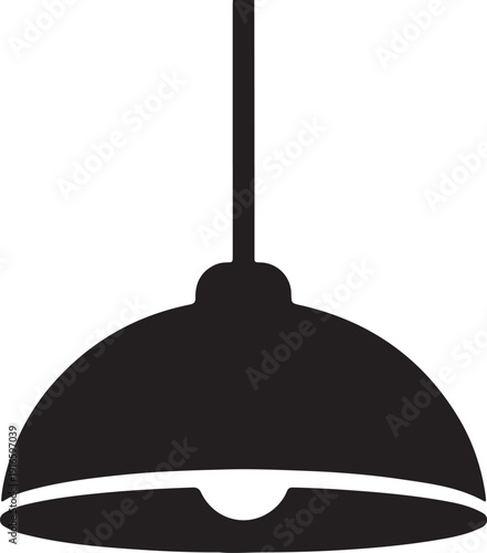 Hanging Lamp Icon Vector Minimal Pendant Light Silhouette.