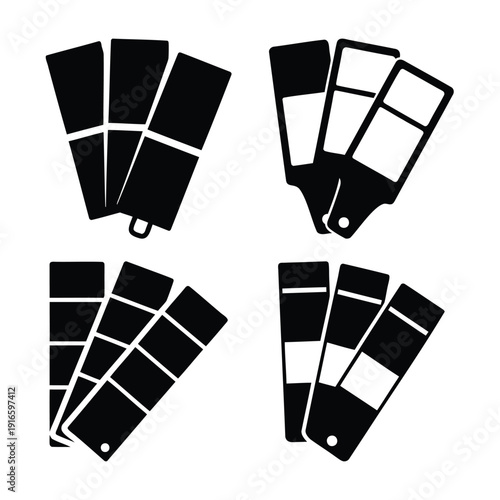 Collection of diverse paint swatch and color palette icons for design and selection