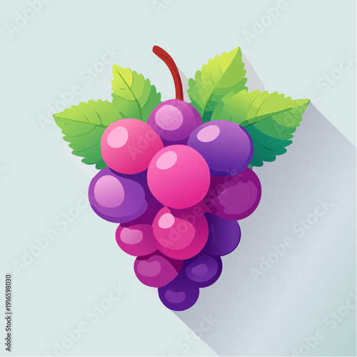 Fresh Grape: A vibrant and delicious bunch of grapes, with rich purple hues, fresh green leaves, and a touch of artistic flair, suggesting nature's delectable simplicity.