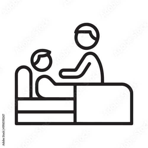 Doctor examining a young patient at a desk healthcare concept illustration