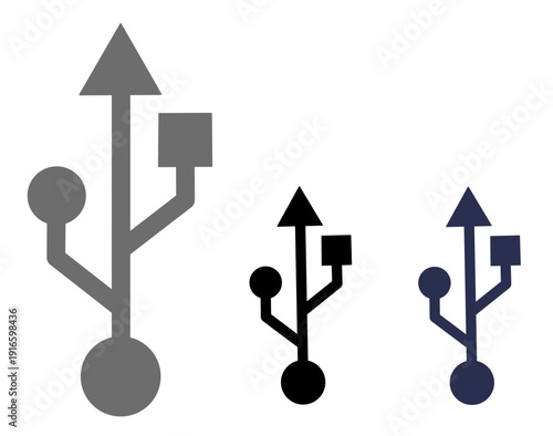 USB symbol icons in different sizes. USB icon vector illustration