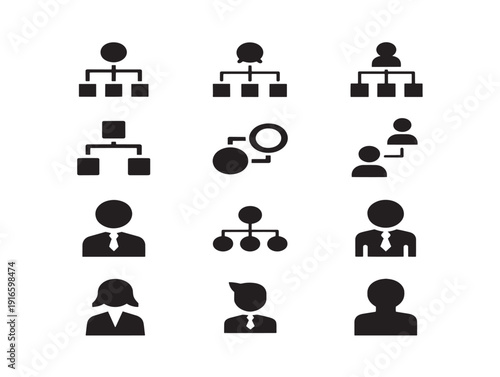 Modern flowchart silhouette elements for clear strategic planning visuals